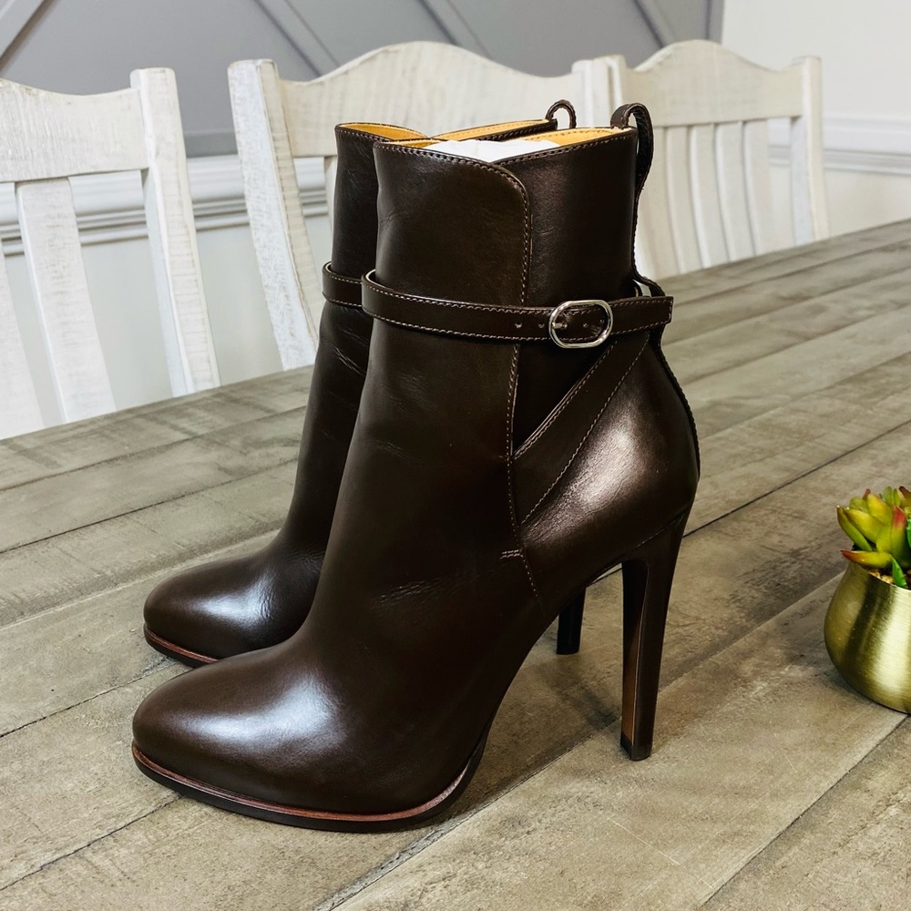 Ralph Lauren Purple Label Collection Nellie Leather Ankle-Buckle Booties Size 7B - Picture 2 of 10